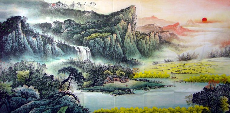 山水画 四季山水図屏風｜作品紹介｜キヤノン 綴プロジェクト｜キヤノン